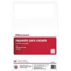 HOJAS PARA CARPETA ESQUELA OFFICE DEPOT...