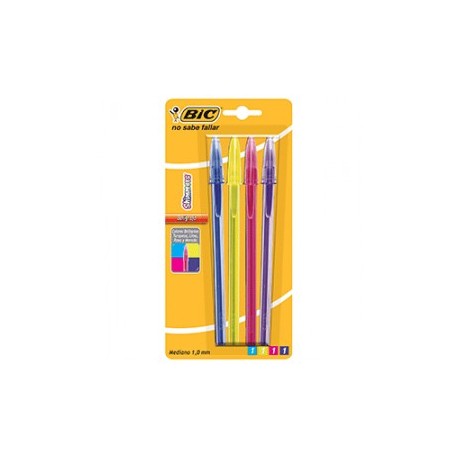 BOLIGRAFO BIC SHIMMERS COLORES SURTIDOS PAQ/4