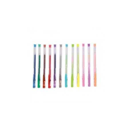 PLUMA GEL COLORES PASTEL BRILLANTES 12 PIEZAS