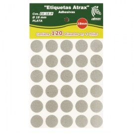 ETIQUETAS CIRCULARES ATRAX PLATA CON 120...