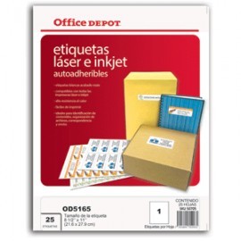 ETIQUETAS LASER INKJET 8.5X11 OFFICE DEPOT...