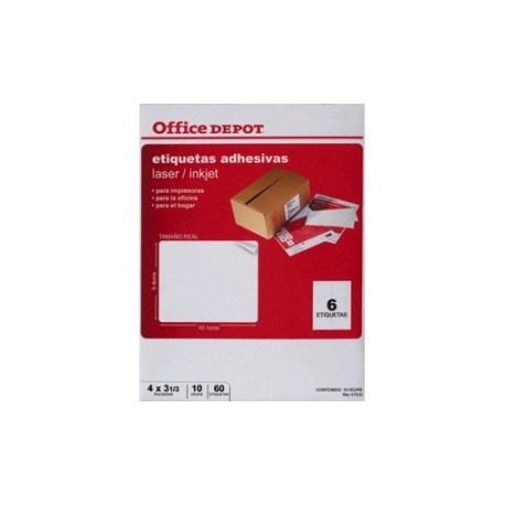 ETIQUETAS LASER INKJER OFFICE DEPOT 4X3 1/3