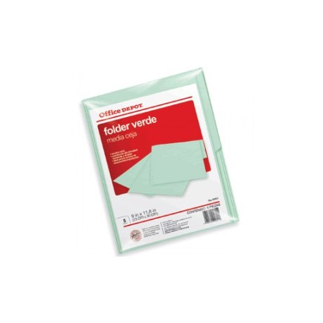 FOLDER CARTA OFFICE DEPOT VERDE CON 5 PIEZAS