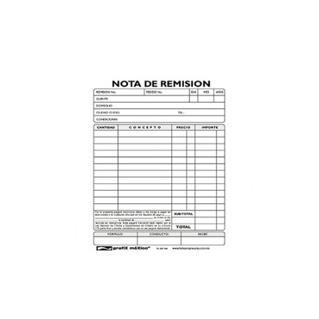 NOTA DE REMISION GRAFIX DUP 1/4 CARTA 4/20JGS