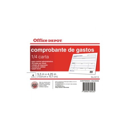 COMPROBANTE GASTOS OFFICE DEPOT 1/4 CARTA