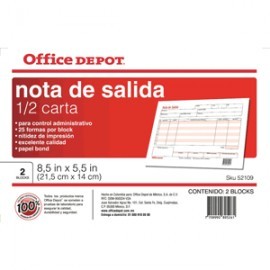 NOTA SALIDA OFFICE DEPOT 25 FORMAS