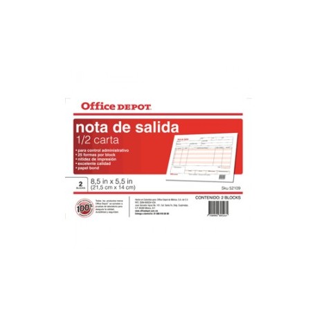 NOTA SALIDA OFFICE DEPOT 25 FORMAS