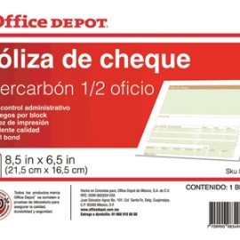 POLIZA CHEQUE 1/2 OFICIO OFFICE DEPOT CON...