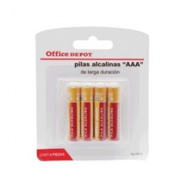 PILA OFFICE DEPOT ALCALINA AAA PAQUETE CON 4