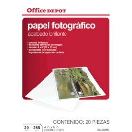 PAPEL FOTOGRAFICO 4 X 6 20 HOJAS OFFICE DEPOT