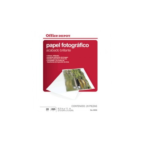 PAPEL FOTOGRAFICO 8.5 X 11 20 HOJAS OFFICE...