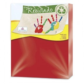 PAPEL RECICLADO ROJO CON 100 HOJAS